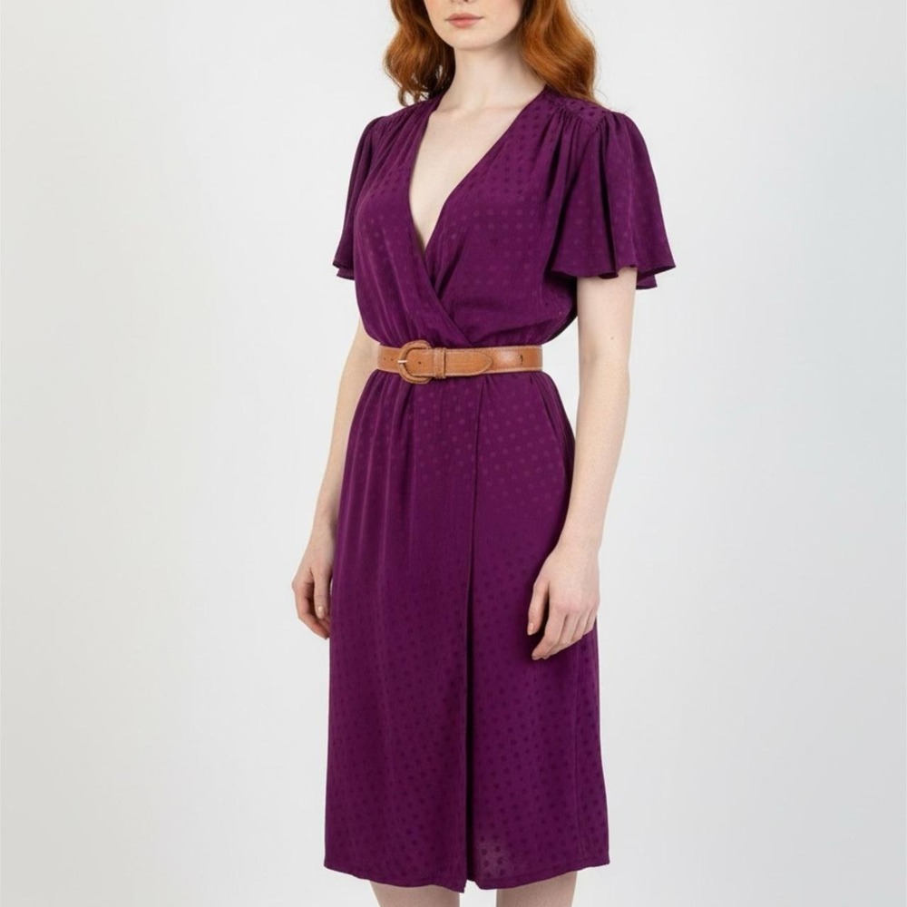 vintage 70s silk polka dot jacquard dress | shirtdress  tea sundress Geek chic